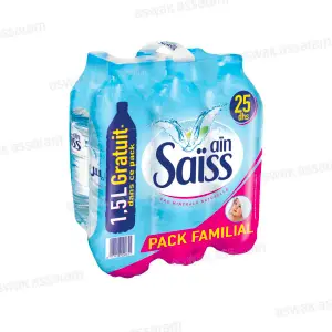 EAU MINERALE PACK DE 6 BOUTEILLES 1,5L AIN SAISS (5 ACHETES = 1 GRATUIT)