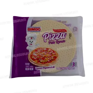 PATE A PIZZA RONDE SAVEUR OIGNON ET AIL 3 UNITES 420G BIMBO