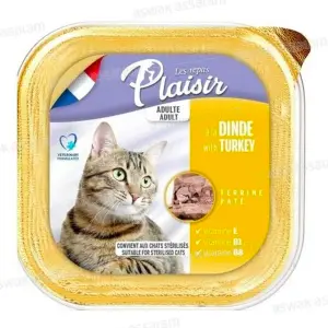 TERRINE PATE POUR CHAT ADULTE A LA DINDE 100G LES REPAS PLAISIR