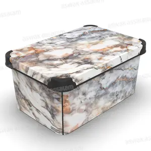 BOITE DE RANGEMENT 10L MOTIF MARBRE