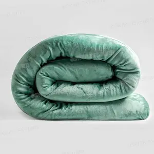 COUETTE DOUBLE FACE FLANELLE UNIE / MOUTON – VERT 220*240CM