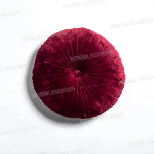 COUSSIN ROND VELOURS – BORDEAU 50CM