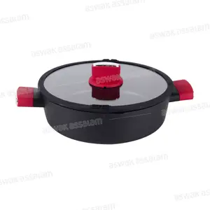 MARMITE BASSE EN ALUMINIUM REVETEMENT ANTI-ADHERENT TEFLON AVEC COUVERCLE 28CM HYPE