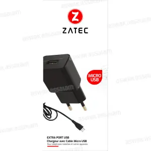 CHARGEUR AVEC CABLE INTEGRE MICRO USB M-C03 ZATEC