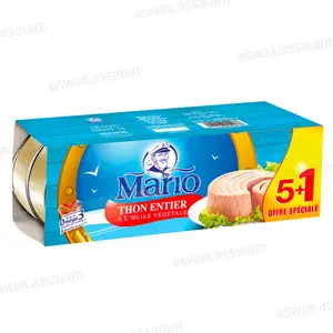 LOT DE 6 BOITES DE THON A L'HUILE VEGETALE 80G MARIO (5 ACHETES = 1 GRATUIT)
