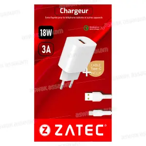 CHARGEUR + CABLE TYPE-C USB Z-46 ZATEC