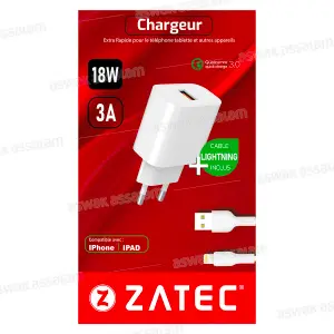 CHARGEUR + CABLE LIGHTNING USB Z-46 ZATEC