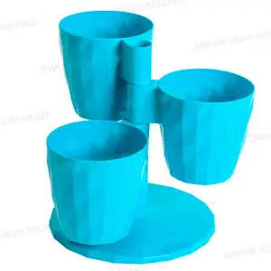 SET DE 3 POTS DE FLEURS TURQUOISE 24*27*24CM