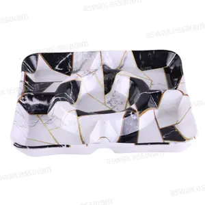 ASSIETTE CARREE 5 COMPARTIMENTS EN PORCELAINE MARBREE 23,5*23,5CM