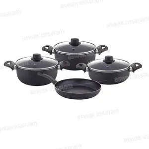 SET DE 7 PIECES 2 MARMITES HAUTES 18 ET 22CM + MARMITE 26CM + POELE 26CM