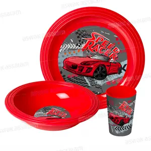 SET DE 3 PIECES GOBELET, BOL ET ASSIETTE EN PLASTIQUE SPEED RACER