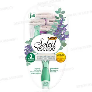 RASOIR 3 LAMES AVEC POIGNEE PARFUMEE A LA LAVANDE ET L'EUCALYPTUS 4 UNITES SOLEIL ESCAPE BIC