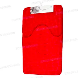 SET DE 2 TAPIS DE BAIN ROUGES 60*40CM + 60*90CM