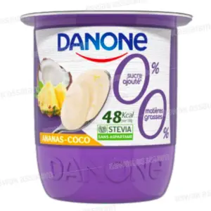 YAOURT ANANAS COCO 0% SUCRE AJOUTE 0% MG 105G DANONE