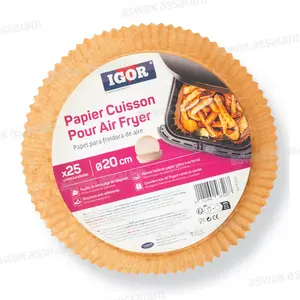 PAPIER CUISSON POUR AIR FRYER ROND 20CM 25 UNITES IGOR