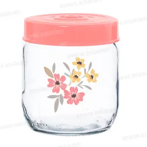 BOCAL DE CONSERVATION EN VERRE DECORE 425ML SPRING FLOWER