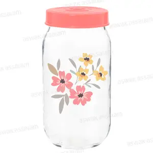 BOCAL DE CONSERVATION EN VERRE DECORE 1L SPRING FLOWER