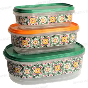 LOT 3 BOITES DE CONSERVATION EN PLASTIQUE AVEC MOTIF