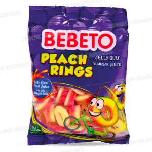 GOMMES PEACH RINGS 100G BEBETO