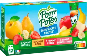 Dessert pomme, fraise, poire, banane sans sucres ajoutés