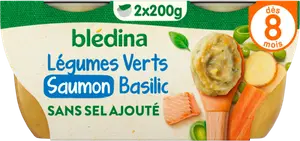 BOLS PETITS LÉGUMES VERTS ET SAUMON BASILIC MES MOULINÉS BLÉDINA