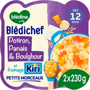 ASSIETTES CRÉMEUX DE POTIRON PANAIS BOULGHOUR ET FROMAGE KIRI BLÉDINA