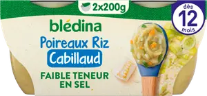 PLATS BÉBÉ POIREAUX RIZ CABILLAUD BLÉDINA