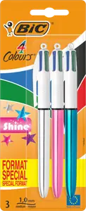 LOT DE 3 STYLOS 4 COULEURS SHINE BIC