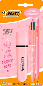 LOT DE 1 STYLO 4 COULEURS + 1 PORTE MINE MATIC + 1 SURLIGNEUR BIC