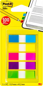 SET DE 100 MINI MARQUE-PAGES POST-IT 5 COULEURS