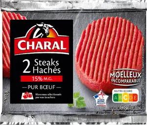 2 STEAKS HACHÉS PUR BŒUF CHARAL