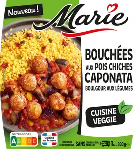 BOUCHÉES AUX POIS CHICHES CAPONATA BOULGOUR AUX LÉGUMES MARIE