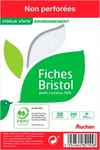 LOT DE 50 FICHES BRISTOL AUCHAN