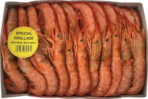 GAMBAS ROUGES D'ARGENTINE SAUVAGES ENTIÈRES CRUES CONGELÉES