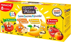 GOURDES DE COMPOTES POMME ABRICOT BANANE FRAISE CHARLES ET ALICE