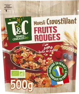 MUESLI CROUSTILLANT AU FRUITS ROUGES BIO TERRES ET CÉRÉALES