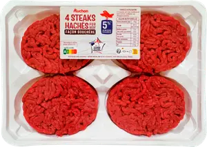 4 STEAKS HACHÉS PUR BŒUF FAÇON BOUCHÈRE AUCHAN