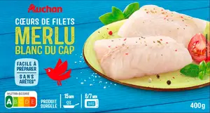 CŒURS DE FILETS DE MERLU BLANC DU CAP SURGELÉ AUCHAN