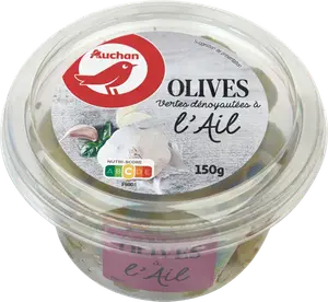 OLIVES VERTES DÉNOYAUTÉES À L'AIL AUCHAN