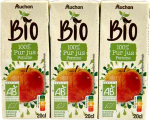 PUR JUS DE POMME BIO BRIQUETTES AUCHAN