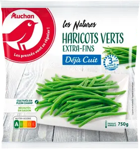 HARICOTS VERTS EXTRA FINS DÉJÀ CUITS PRÊTS EN 3 MINUTES SURGELÉS AUCHAN