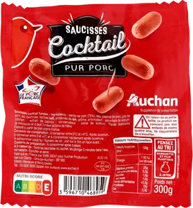 SAUCISSES COCKTAIL PUR PORC AUCHAN