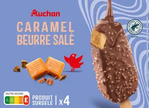 BÂTONNETS GLACÉS CARAMEL BEURRE SALÉ AUCHAN