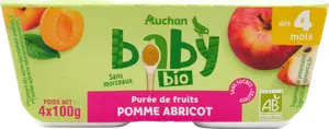 PETITS POTS DESSERTS POMME ABRICOT AUCHAN BABY BIO