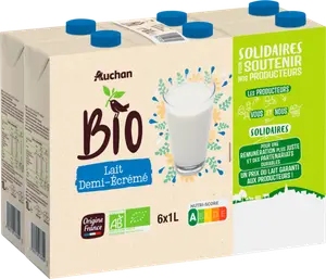 LAIT DEMI-ÉCRÉMÉ AUCHAN BIO