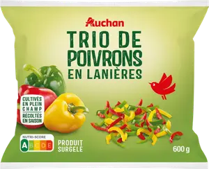 TRIO DE POIVRONS EN LANIÈRE AUCHAN SURGELÉS