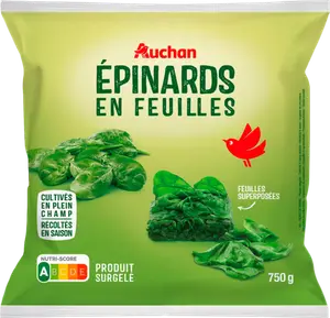 ÉPINARDS EN FEUILLES SURGELÉS AUCHAN