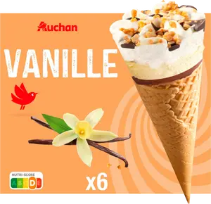 CÔNES GLACÉS VANILLE AUCHAN