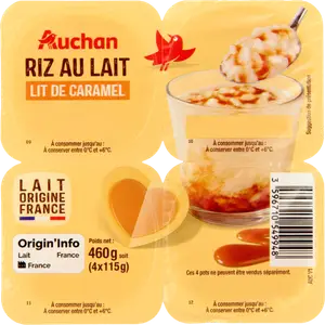 RIZ AU LAIT SUR LIT DE CARAMEL AUCHAN