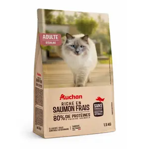 CROQUETTES POUR CHAT STÉRILISÉ SANS CÉRÉALES AU SAUMON AUCHAN